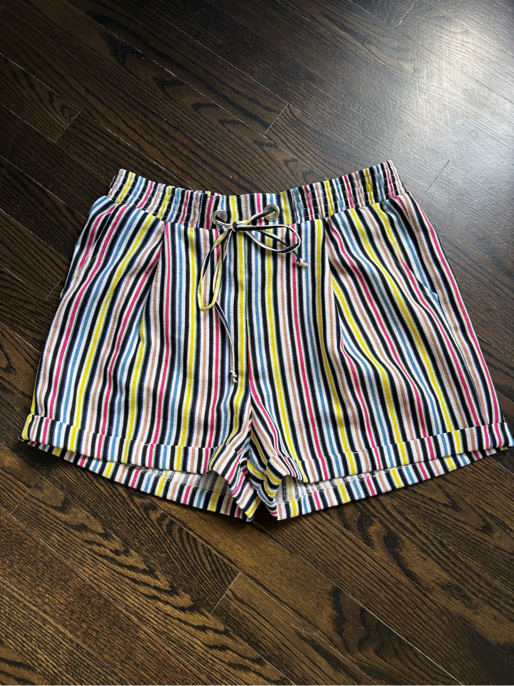 High-Waist Multicolor Striped Summer Shorts